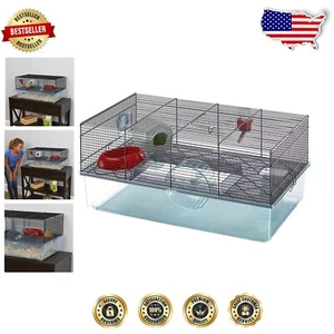 Elegant Favola Hamster Cage: Includes 5.5" Wheel, Food Dish & Easy-Clean Access - Picture 1 of 17