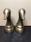 Vintage Book Ends.Brass Duck Heads. Nice And Heavy  Mallards 6 1/2"