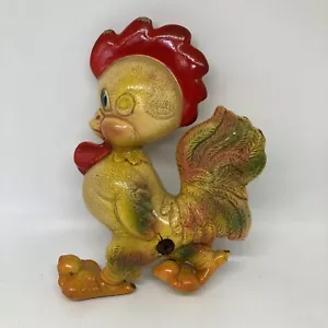 Vintage Rempel Enterprises 1956 Plastic Squeaky Toy Yellow Red Rooster 8” - Picture 1 of 12