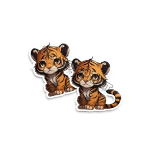 Pegatinas de tigre lindas pegatinas tristes bebé tigre calcomanías troqueladas M33027 juego de 2 - Imagen 1 de 2