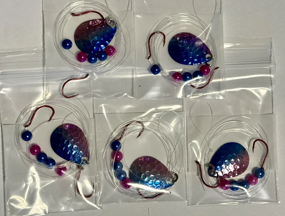 5 Spinner Rigs Walleye Crawler Harness # 3 UV Colorado Blades - Image 1 of 1