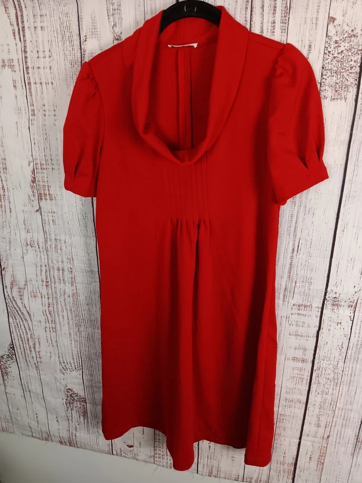 Vestido Vaina Calvin Klein Para Mujer Talla 6 Rojo Hasta la Rodilla Capucha Cuello Redondo Pliegues Foto 1 de 4