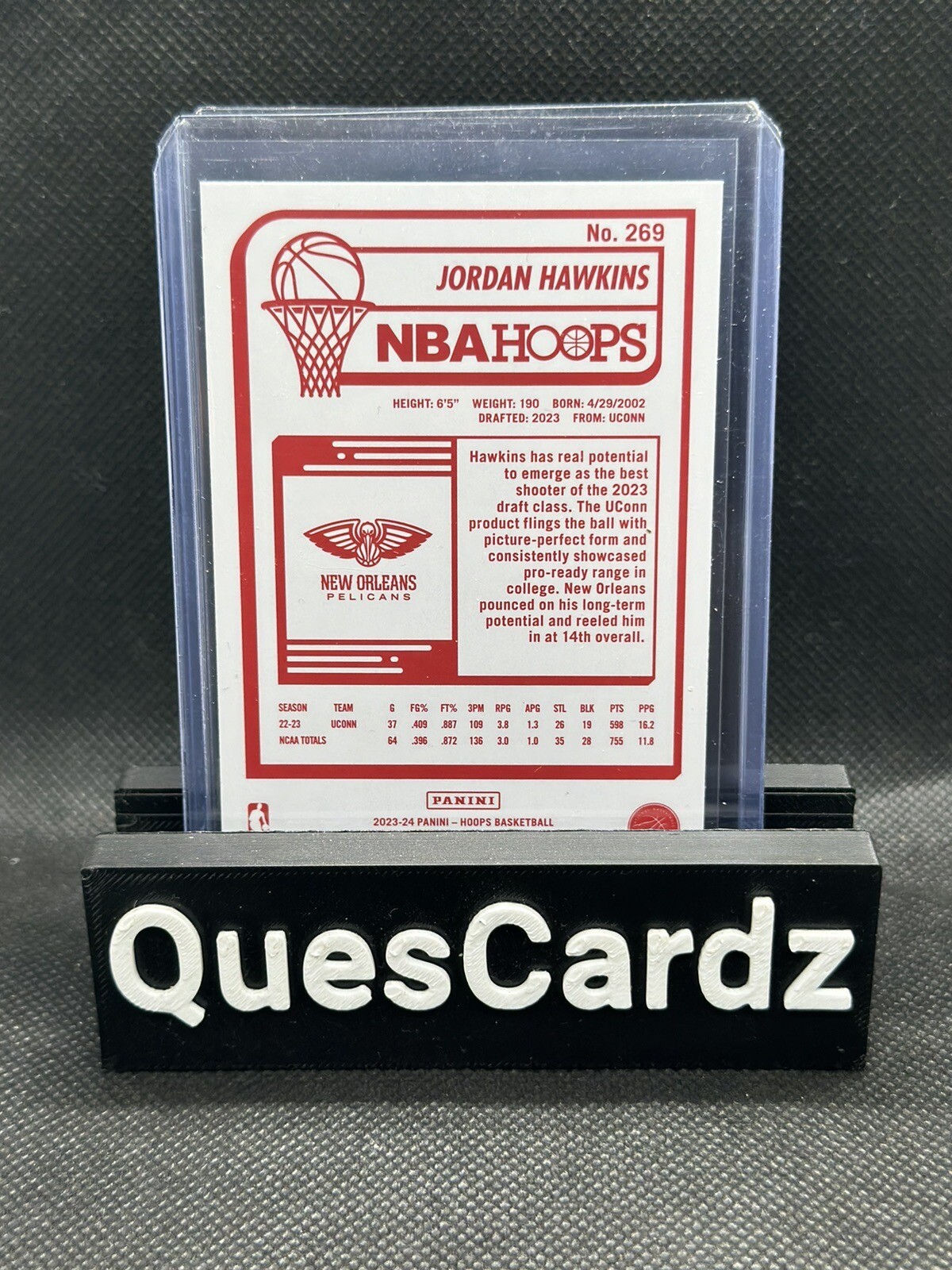 2023-24 Panini NBA Hoops Jordan Hawkins Rookie RC #269 Red Back SSP Pelicans