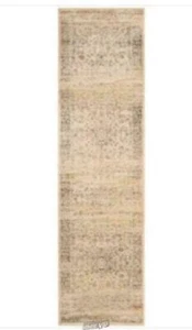 Vintage Collection Warm Beige 2 ft. x 10 ft Runner Rug Microfiber Polyesyter M26 - Picture 1 of 6