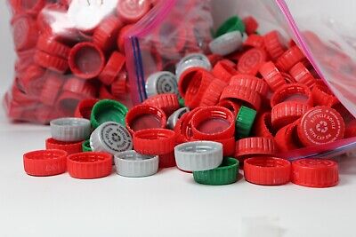 500 - Plastic Bottle Caps - Coke - Red/Green/Silver - Art/Crafts/Upcycle Lids • 28.65€