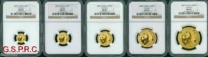 2002 5-COINS GOLD SET 500y 200y 100y 50y 20 y CHINESE PANDA NGC MS69 CHINA MS-69 - Picture 1 of 2