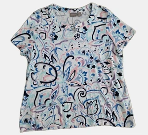 Chico's 2(L-12)Floral Print Top Ss - Picture 1 of 3