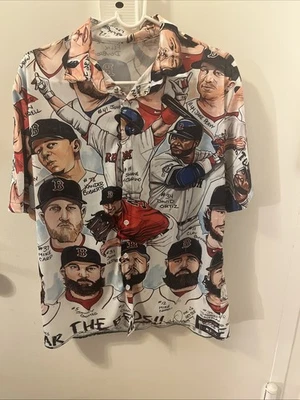 Boston Red Sox MLB Collared Shirt With Player Faces—Rare Find! L/XL - Image 1 of 4