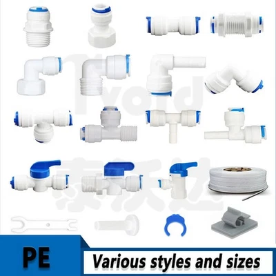 1/4" 3/8" Push Fit Tube Pipe Fitting Connector Aquarium RO Water Reverse Osmosis - Image 1 of 4