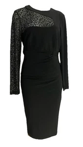 Cartise Black Stretch Black Dress Vintage 90s Art Deco Glam Women's Size 6 New - Picture 1 of 14