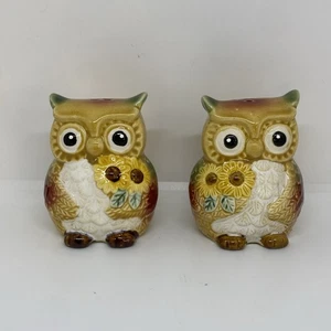 Owl Salt & Pepper Shakers Stoneware Fall Autumn Cracker Barrel Decor - Picture 1 of 12