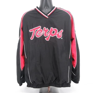 58 Sports Maryland Terps VNeck Pullover Mens XL Black Terrapins Lined Sweatshirt - Picture 1 of 9