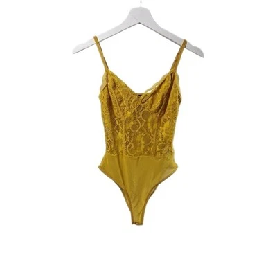 New Look Mustard Lace Bodysuit Size UK 10 EU 38 Adjustable Straps Sexy Lingerie - Image 1 of 4
