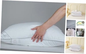 Standard Goose Feather Down Pillow, 100% Soft Cotton Cover Bed Pillow for - Picture 1 of 7