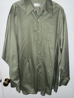 Van Heusen Lux Satén 17 Botón Verde Sin Arrugas Cuello Corto 34-35 Crujiente Foto 1 de 4