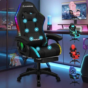ELFORDSON LED Gaming Chair with 8-Point Massage, Swivel Office Chairs with Head - Picture 1 of 12