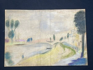 PIERRE AUGUSTE RENOIR drawing and painting on old paper signed stamped vintage - Picture 1 of 2
