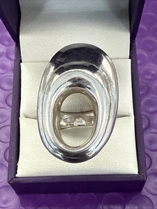 ❤️ Anillo modernista GRANDE de plata de ley danesa talla 8 - Imagen 1 de 9