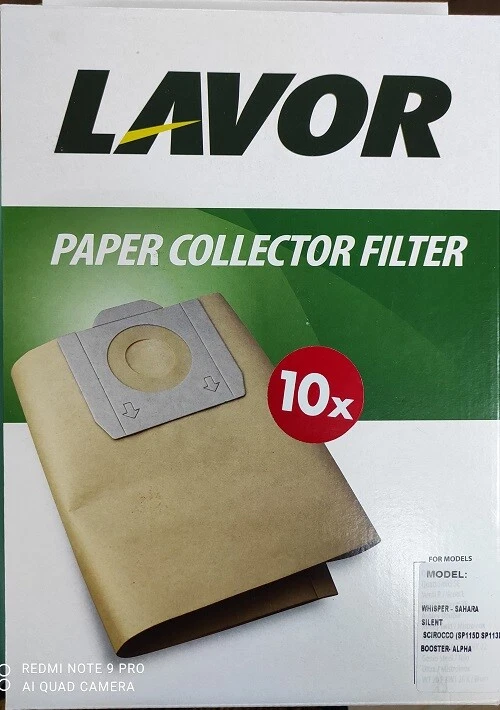 LAVORWASH LAVOR 10 FILTRI CARTA PER ASPIRATORE LAVOR WHISPER SILENT SCIROCCO 10001-13222