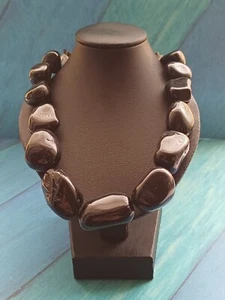 Stunning East Smoky Quartz & Obsidian/Jet Chunky Beaded Necklace - Picture 1 of 16