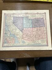 Antique Multicolor 1885 Map - California Utah Arizona New Mexico Colorado 12x10 