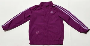 ADIDAS Size 6 Pink Jacket Heart Pockets Zip Windbreaker Coat Fuchsia Girls - Picture 1 of 4