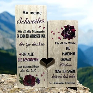 Kerzenhalter Holz Geschenk für Frauen, Schwester Geburtstag oder Geschenke - Bild 1 von 3