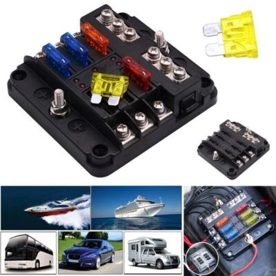  6-Way 12V/24VO Car Marine Waterproof Fuse Box Block Holder with LED Indicator   - Image 1 of 4