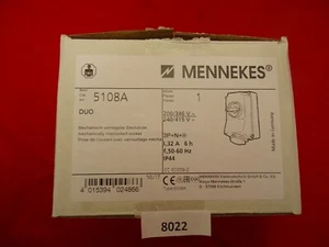 MENNEKES Wanddose Duo TYPE 5108A 32A-6h 3P+N+ IP44 50/60HZ 200/346V 240/415V - Bild 1 von 5