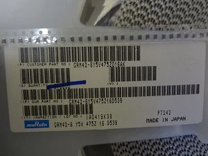 Parte MURATA #GRM42-6Y5V475Z016AK, Condensador, Cerámica, 4.7uf, 16V, 80±%, Y5V, 150 PCS - Imagen 1 de 1