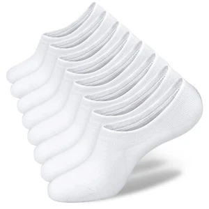 4 Pairs No Show Socks Womens White Low Short Non-Slip Socks Size 9-11 - Picture 1 of 6