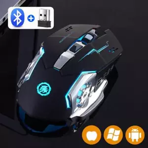 Wiederaufladbare Kabellose Maus Gaming Computer Leise Bluetooth Maus 2,4g USB Mech - Bild 1 von 24