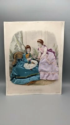 tableau La Mode Illustrée Anaïs Toudouze gravure mode styliste habillé XIXeme - Photo 1/4