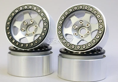 1/10 Scale Metal TRUCK WHEELS 1.9 Beadlock Rims 6 STAR -SILVER- 4pcs - Image 1 of 4