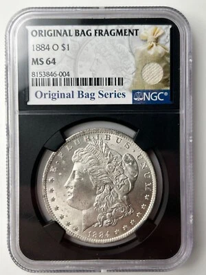 1884 O Morgan Silver Dollar NGC MS64 Black Retro Holder/Original Bag Fragment - Image 1 of 4