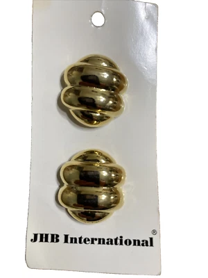 JB International Buttons Metal Gold Tone 1 inch Italy Pair - Image 1 of 3