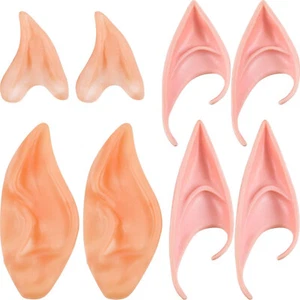 4 Pairs Elf Ears Latex Pointed Tips Angel Fairy Pixie Goblin Hobbit Cosplay - Picture 1 of 7