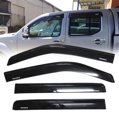 Window Sun Rain Visor Guard Black Fits For Nissan Frontier Navara D40 2005-2014  - Image 1 of 4
