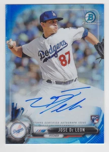 Joseph de Leon 2017 Bowman cromado azul refractor novato automático #D 18/125 Dodgers radiocontrol - Imagen 1 de 1