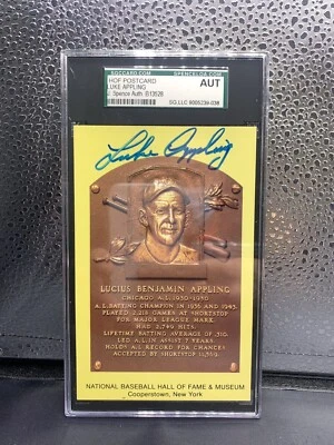 Baseball HOF Yellow Postcard Plaque Signed Auto Luke Appling SGC slabbed - Image 1 of 2