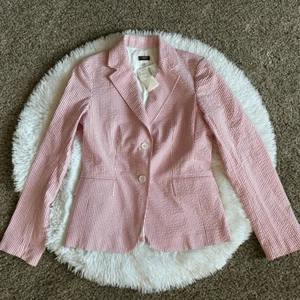 J. Crew Blazer Jacket New Pink White Striped Womens Size 6 - Picture 1 of 9