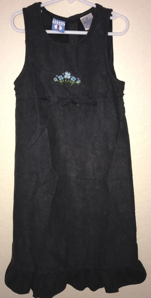 girls size 6 dark blue JUMPER DRESS solid SCHOOL WEAR LONGER STYLE FRENCH TOAST - Image 1 of 1