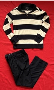 EUC Ralph Lauren Long Sleeve Rugby Shirt Boys Size 10 and pants - Picture 1 of 8