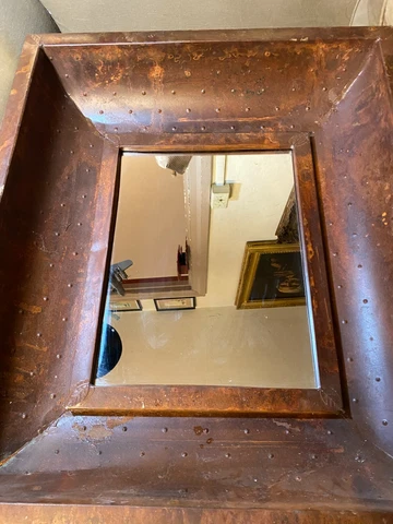 Large Vintage Deep Tin Framed Mirror - 26.5" Wide x 31.5" Tall x was 5.0" Deep Cover