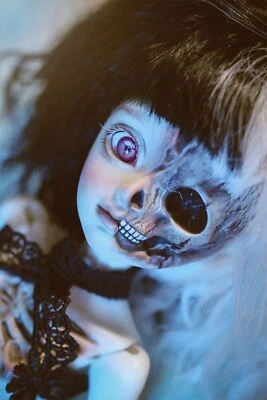 Juego Completo Muñeca 1/6 BJD Horrible Medio Fantasma Cara arriba Niña Resina Bola Ojos Articulados Foto 1 de 4