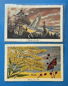 Nebraska vintage postcard Lot state flower & state bird Fancy Edges - Picture 1 of 3