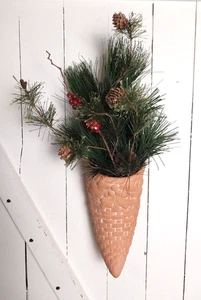 Terra Cotta Cornucopia Corno di Abbondanza Centrotavola, Tasca da Appendere Decorazione Natalizia - Foto 1 di 11