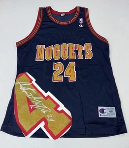 Vintage 90s Antonio McDyess Denver Nuggets Jersey Champion Autographed Mens 48 - Picture 1 of 11