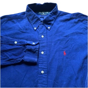 Ralph Lauren Blake Herren XL Blau Cord Vintage Langarm Button Down Hemd - Bild 1 von 5