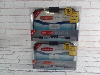 Lot of 2 Rubbermaid Brilliance Set of 10 Clear Food Storage Containers with Lids - Image 1 of 4